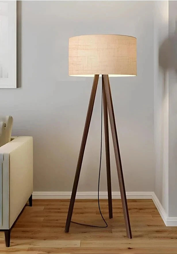 Scandinavian Style Wooden Tripod Floor Lamp