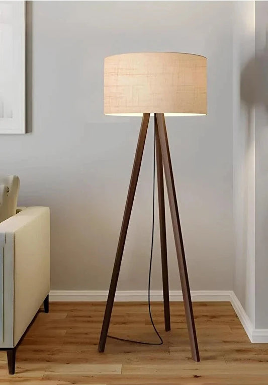 Scandinavian Style Wooden Tripod Floor Lamp